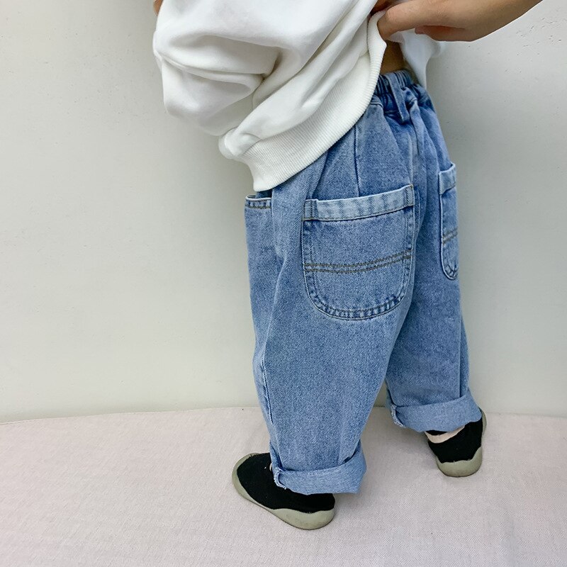 Lente Kids Unisex Losse Base Jeans 1-6 Jaar Jongens En Meisjes Mode Toevallige Denim Broek: 5