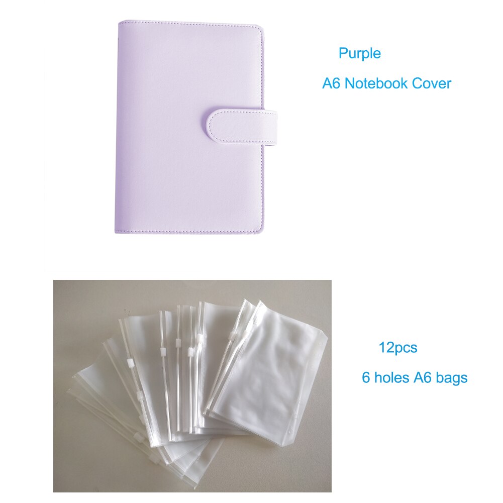 PU pelle Macaron A6 copertina per Notebook Budget raccoglitore ufficio scuola Agenda settimanale personale Agenda organizzatore: purple and 12 A6 bag