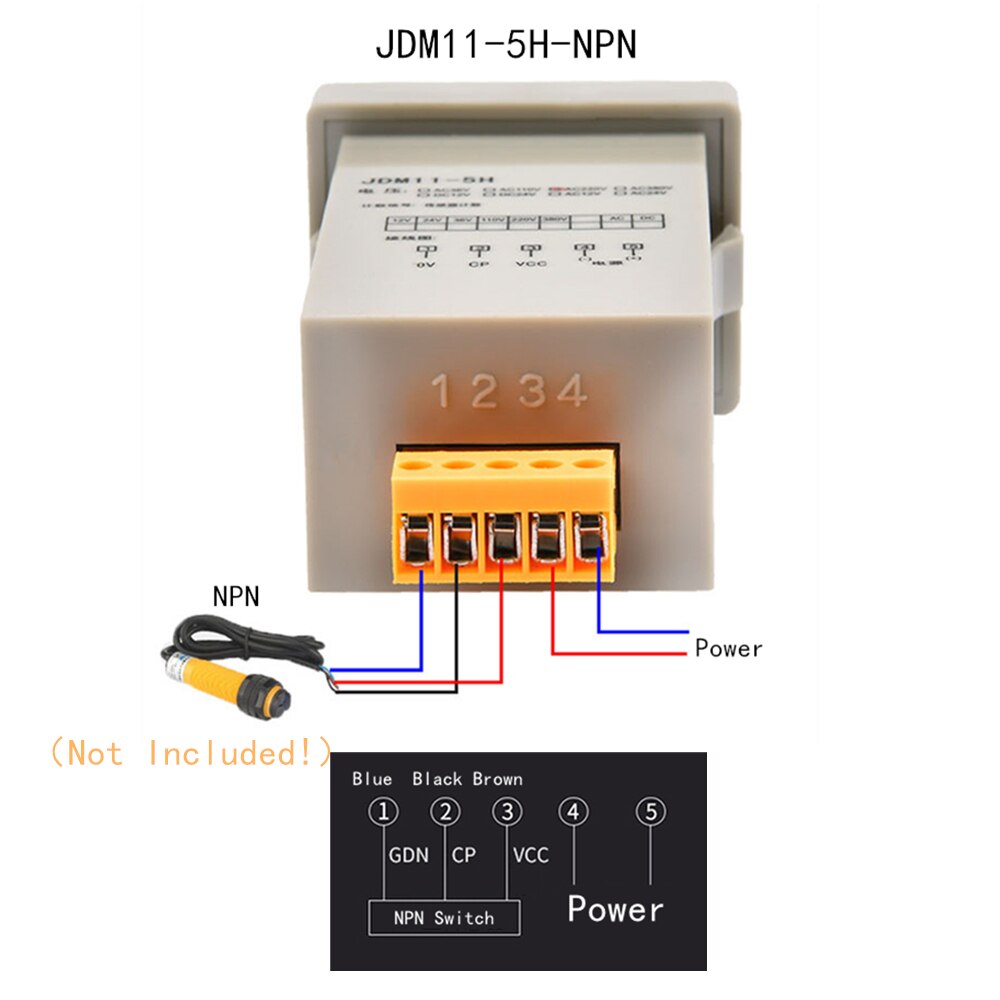 Digitale Zähler JDM11-5H/6H DC 6-36V AUF/OFF NPN Sensor Schalter Eingang 5/6 Ziffern elektronische Arbeits Power DC12/24/36 AC110/220: JDM11-5H-NPN AC220V
