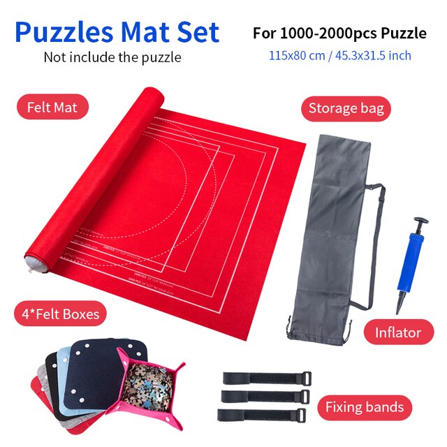 Puzzels Mat Jigsaw Roll Voelde Mat Speelkleed Puzzels Deken Voor Tot 2000 Stuks Puzzel Accessoires Draagbare Reizen Opslag tas: 2000set red