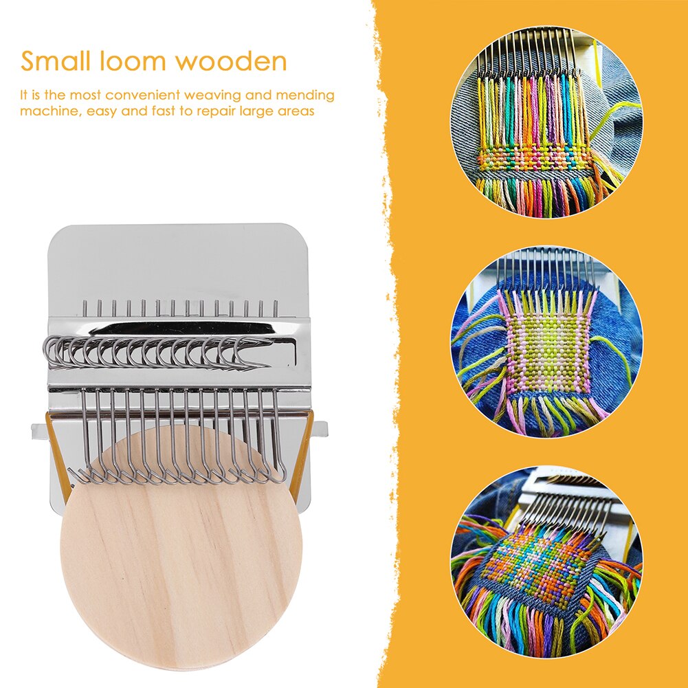 MIni Loom Mender Wooden Small Loom Mender Handmade Clothes Mending Wood Loom Weaving Knitting Darning Machine Textile Tools