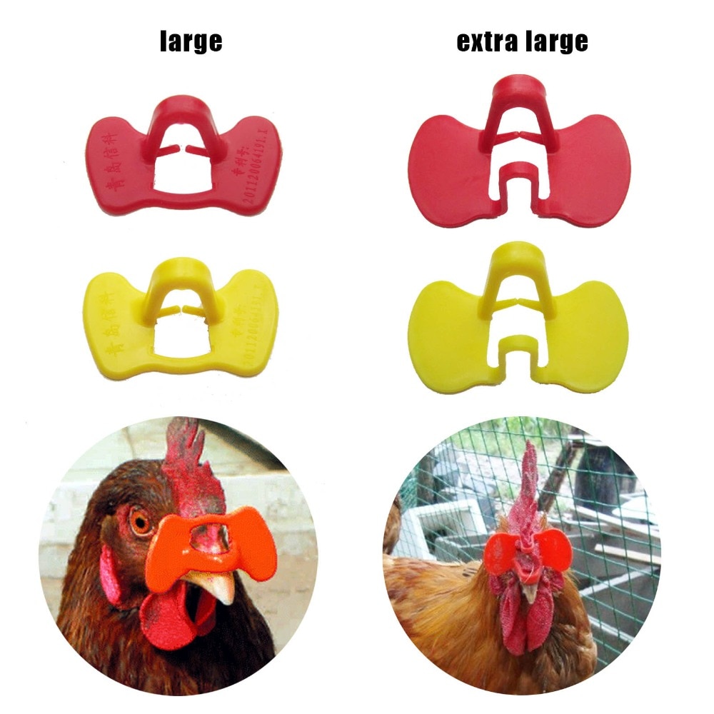 12pcs Red Yellow Pinless No Pin Bolt Chicken Peepers Eye Glasses Pheasant Poultry Blinders Spectacle Anti-pecking