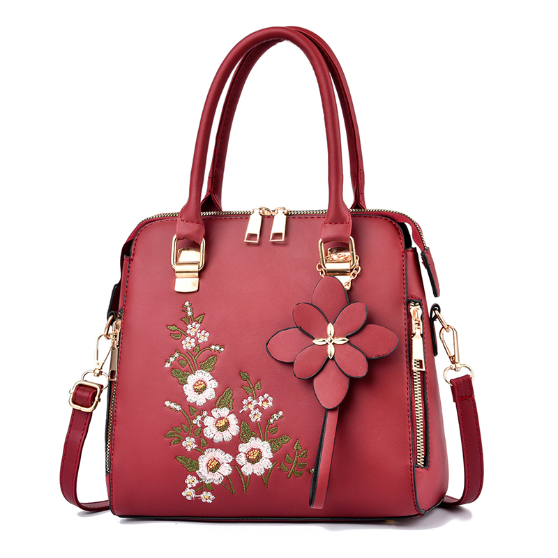 Umhängetasche mit Blumendetail, trendige Handtasche mit Reißverschluss für sterben Arbeit, lässige Umhängetasche, Damen-Geldbörse mit Blumendekor: verrotten