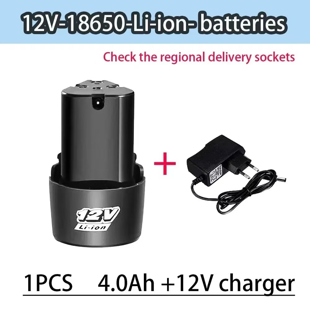 Batería de litio recargable, 12V, 4000mAh, universal, para destornillador eléctrico, taladro eléctrico, mini amoladora angular, herramientas eléctricas: Verde militar
