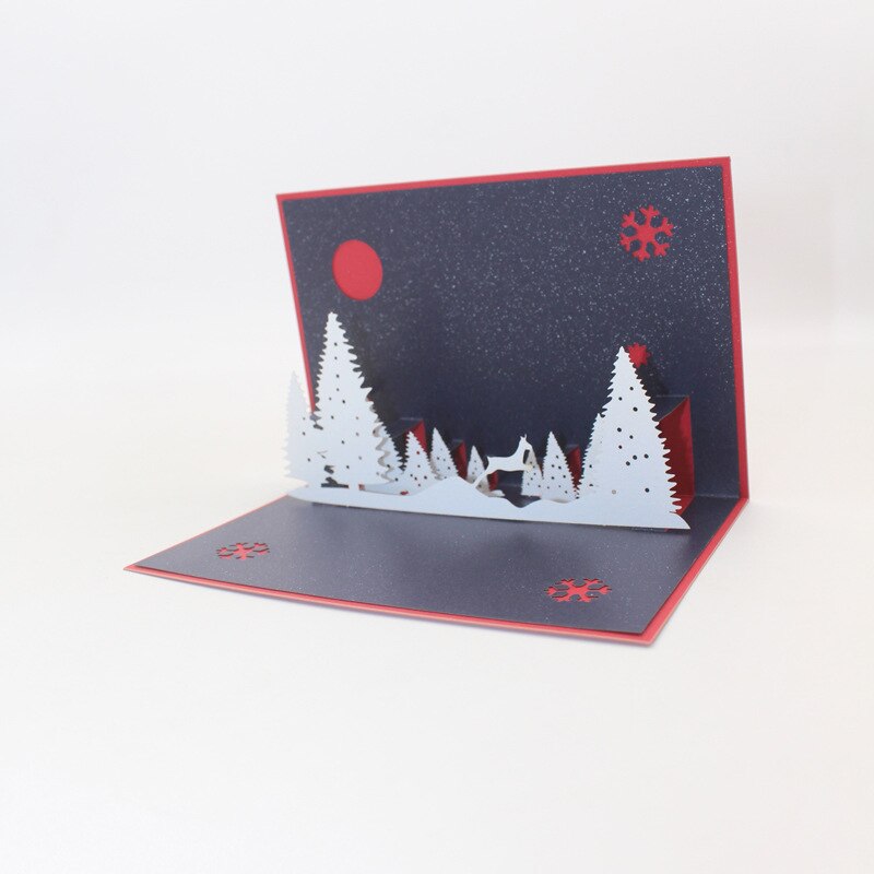 3D Handmade Night In The Forest Christmas Eve Paper Invitation Greeting Cards PostCard Merry Christmas Children Year