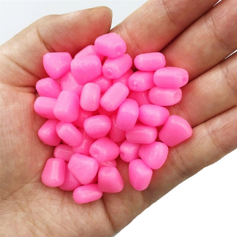 100 pièces/paquet appâts souples maïs avec odeur de maïs carpe leurres de pêche appâts flottants bionique maïs Grain pêche appât souple Silicone appât: Pink