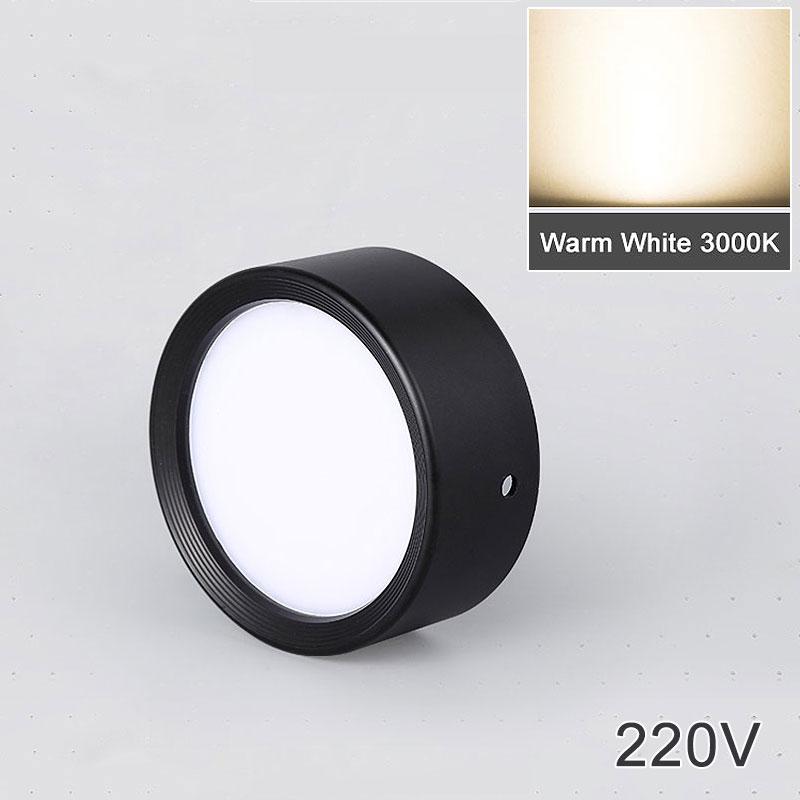 Opbouw 12W 9W 7W 15W Led Downlight Plafond Lampen Ultradunne Driverless Led Spot Lights 220V Plafond Armaturen Verlichting: Black Body 3000K / 9W 220V