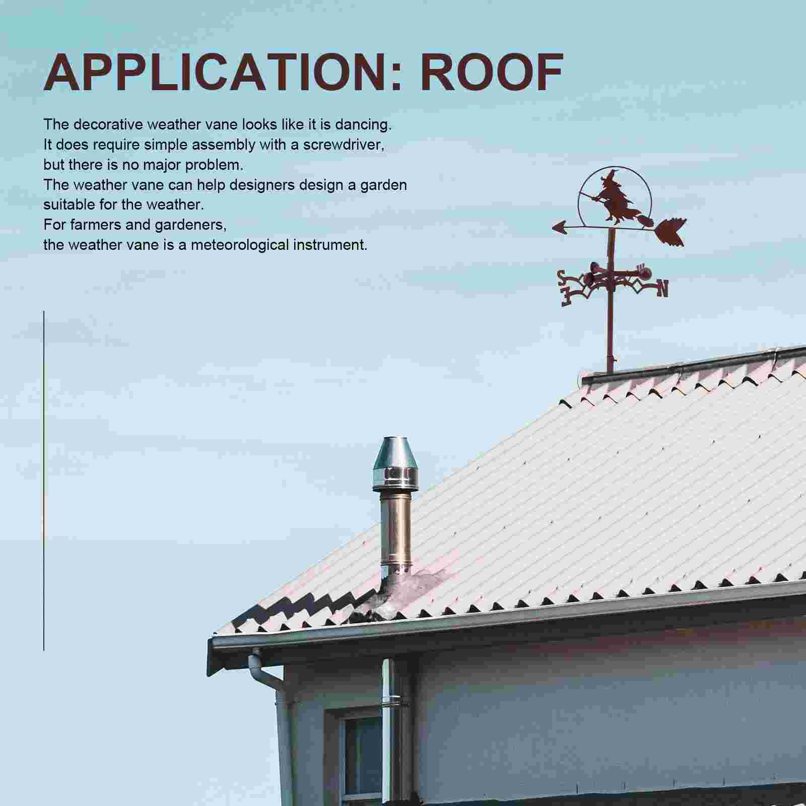 1Pc Witch Weathervane Stainless Steel Weather Vane Metal Direction Vane