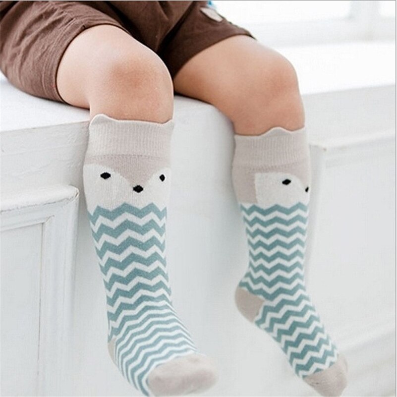 Wecute Baby Sokken Pasgeboren Kids Meisje Jongen Animal Patroon Anti-slip Knie Hoge Sok Vos Leuke Cartoon Kat Katoen sokken baby: C / M 2 to 4 years