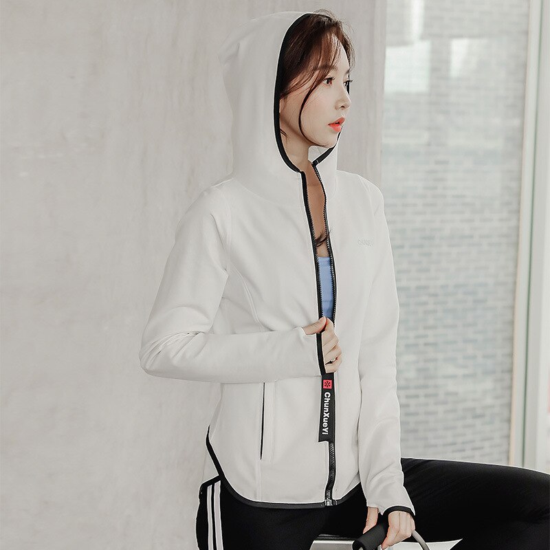 Sportliche damen-shirts, schmal geschnittene, langärmelige fitnessjacken, yoga-crop-tops mit daumenlöchern, gymnastikjacken, trainings-sweatshirts