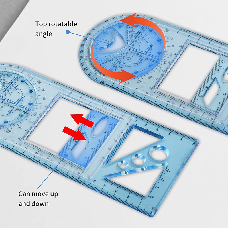3 Maten Multifunctionele Geometrische Liniaal Plastic Tekening Liniaal Meten Sjablonen Heerser Voor School Kantoorbenodigdheden