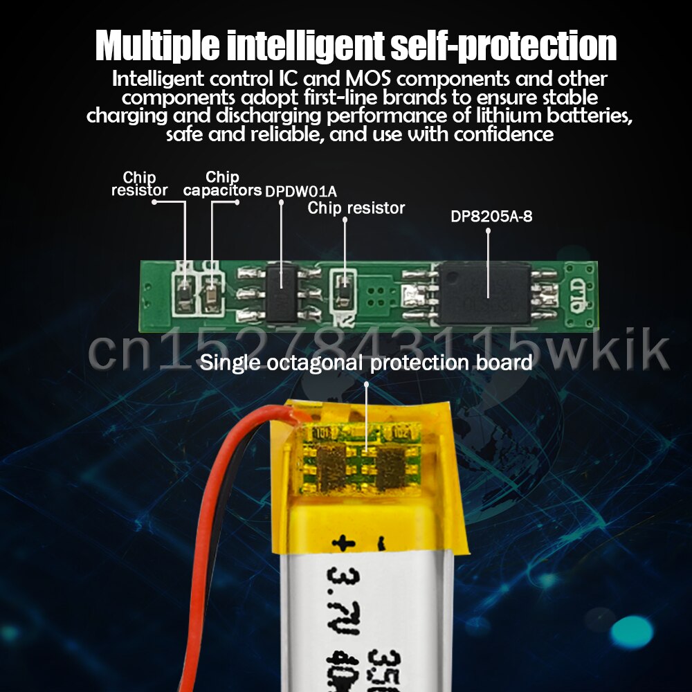 350919 3.7V 50Mah Oplaadbare Lithium Polymeer Li-Po Batterij Voor MP3 MP4 MP5 Dvd Led Bluetooth Oortelefoon speaker Massage Speelgoed Fan