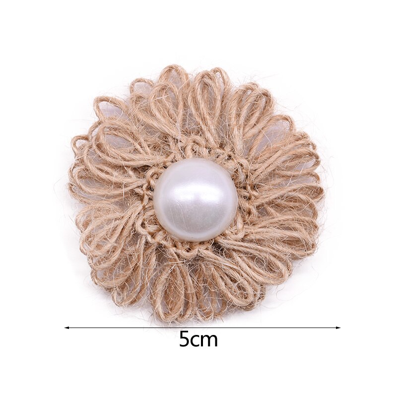 Têtes de roses artificielles en Jute, 5 pièces, fausses fleurs, Burlap, pour un mariage, un anniversaire, un mariage, un accessoire artisanal bricolage-même: A01-5cm-5pcs