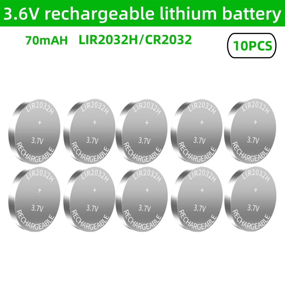 10PCS LIR2032H LIR3032 LIR1220 LIR1025 LIR1620 3,6 V Lithium-Akku Ersetzt CR2032 1220 1620 1025 3032 knopfzelle: YELLOW