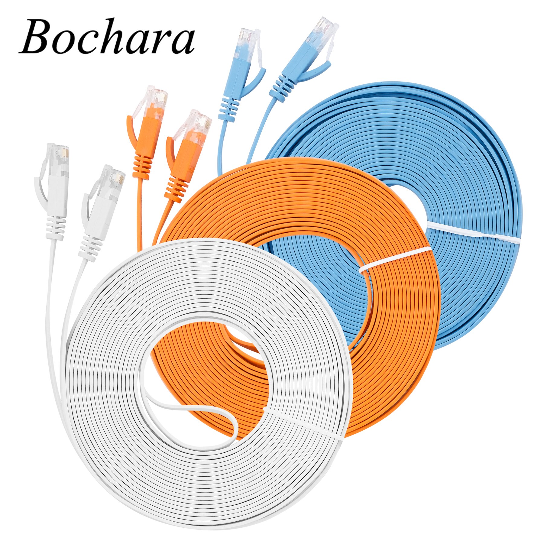 Bochara Flat CAT-6 cavo Patch Ethernet di rete RJ45 per Modem Router LAN rete connettore RJ45 50cm 1m 2m 3m 5m 10m 15m