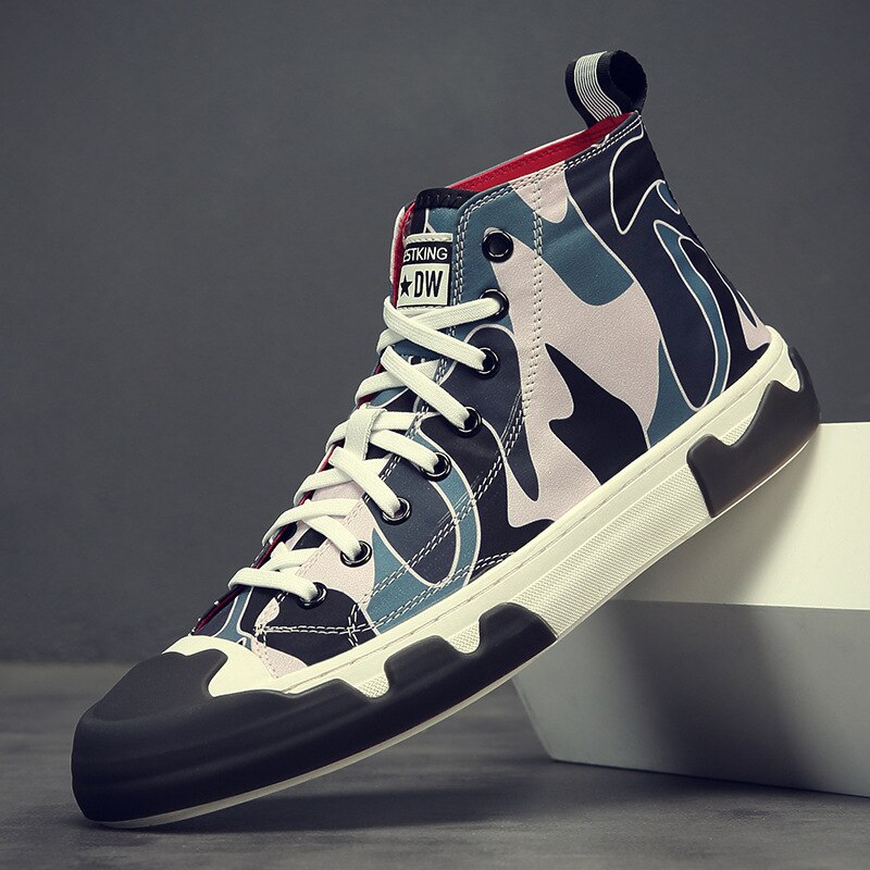Heren high top canvas schoenen camouflage heren sneakers ademend antislip veterschoenen heren gevulkaniseerde schoenen herenschoenen