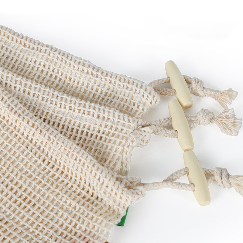 3pcs Reusable Pure Cotton Mesh Bag Vegetable Bags Produce Bag Fruit Storage Bag Supermarket Eco Shopping Bags Kitchen Organizer