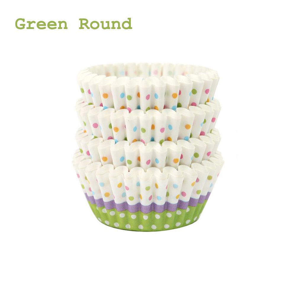 4 Stijlen 100 Stuks Cupcake Liner Bakken Cupcake Papieren Vormpjes Taartdoos Cup Eitaartjes Lade Cakevorm decoreren Gereedschappen: green