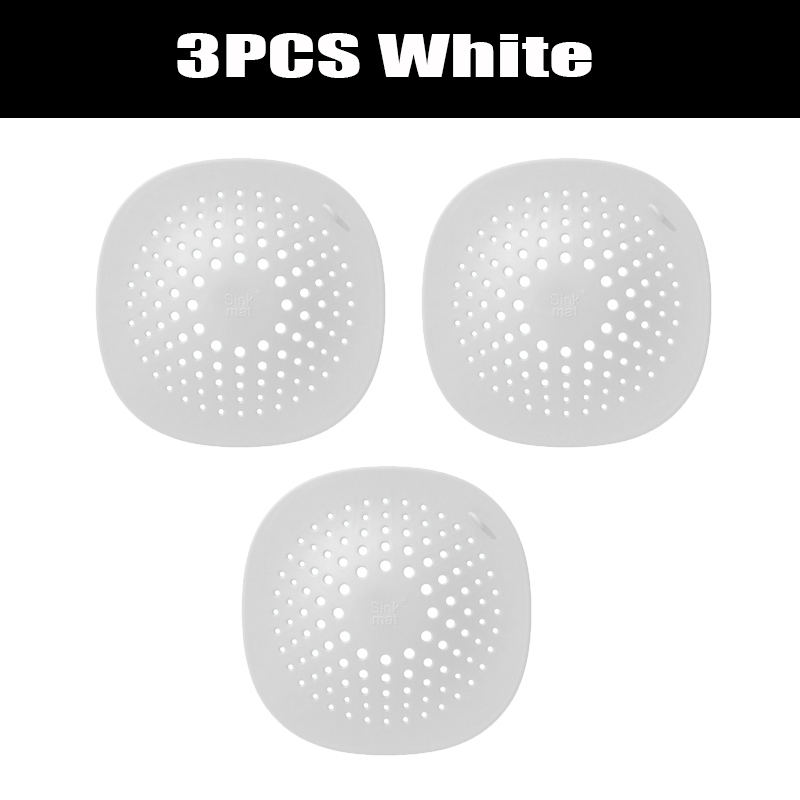 Tapón para Filtro de Ducha, Accesorio para Lavabo, Desagüe, Cocina, Hogar, Fregadero, Suelo de Baño, Cubierta de Drenaje, anti Obstrucción, Colador para Pelos, Universal: white 3pcs