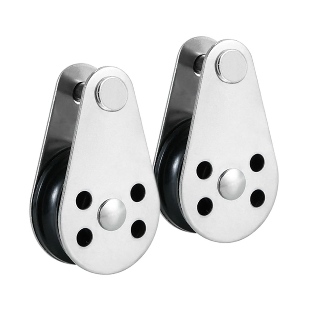 2pcs 316 Stainless Steel Wire Rope Crane Pulley Block - Boat Kayak Lifting Fixed Pulley Hanging Wire Towing Wheels