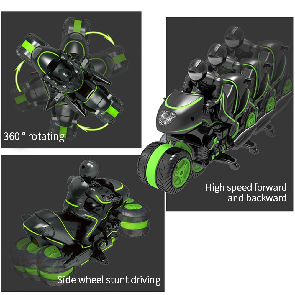 2.4Ghz High Speed Rock Crawler RC Motorbike Vehicle Rotating Car Toy Double Sided Stunt Car 360 Degree Remote Control Motorcycle