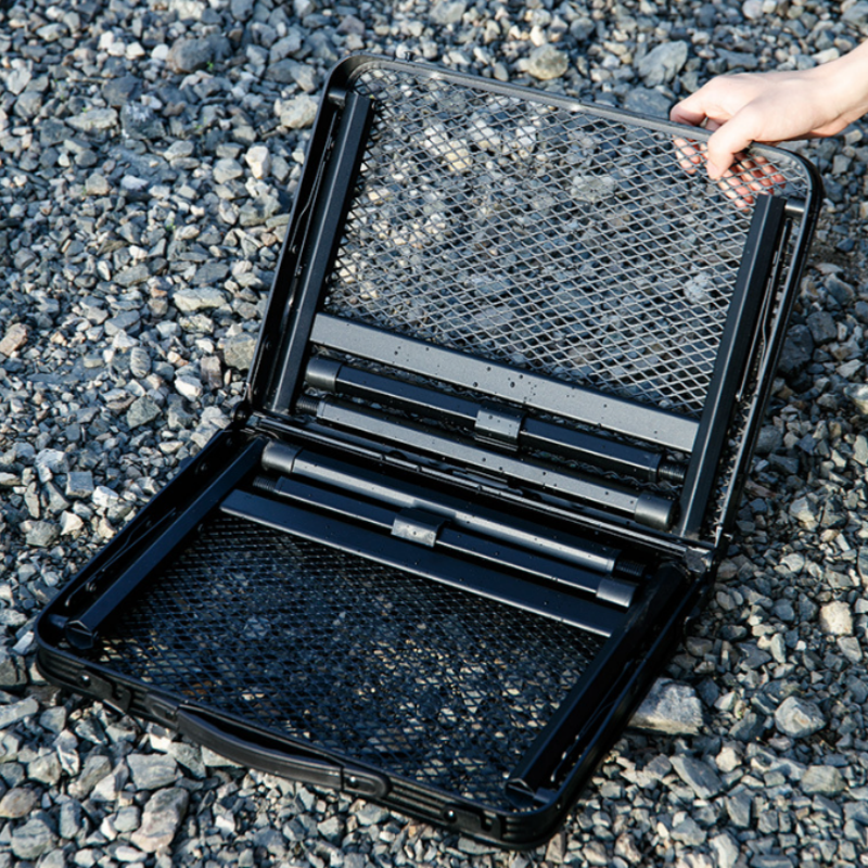 Fällbart utomhusbord, bärbart picknickbord, campingbord i aluminiumlegering, rutnätsbord, slitstarkt och starkt bärförmåga