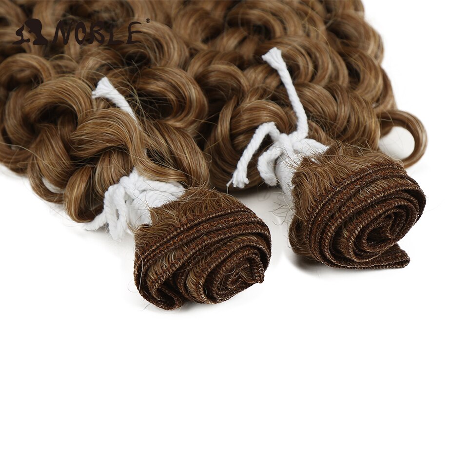 Noble Synthetisch Afro Kinky Krullend Haar Diepe Golf Haar Bundels Extensions Bruin Zachte Super Lang Haar Weave Haar Hittebestendige