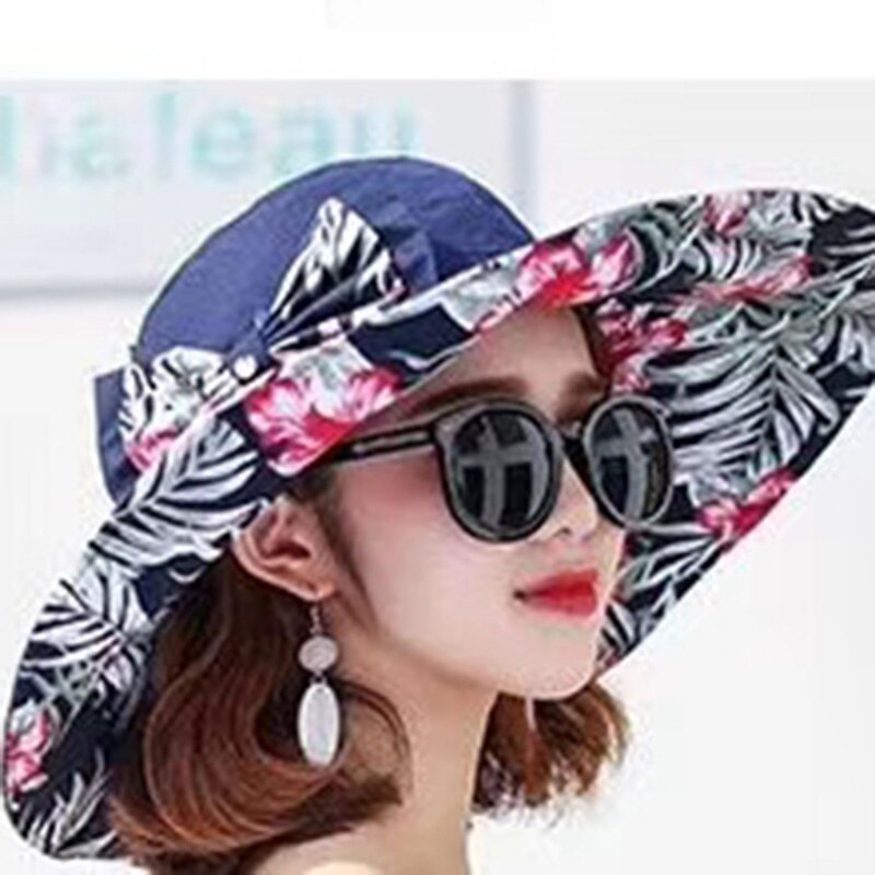 Sommar Dam Super Bred Brätte Solhatt - Print - UV-skydd - Vindrep Fäste - Hopfällbar: 6