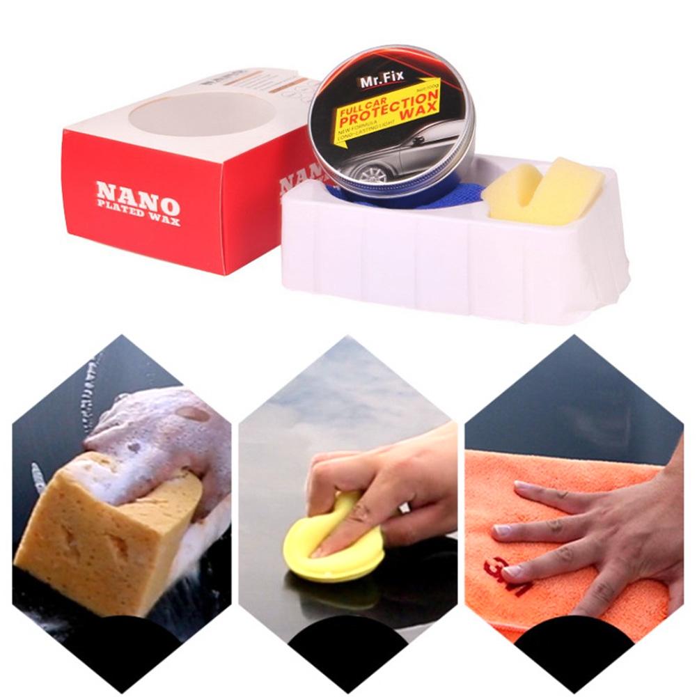 Cera para el cuidado del coche cera para coche cera dura de cristal para pintura, reparador para arañazos, mantenimiento, cera para pintura, recubrimiento de superficie, toalla de esponja gratis