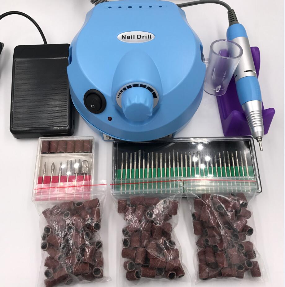 30000 RPM Pro Electric Nail Art Boor File Bits Machine Manicure Kit Professionele Salon Thuis Nail Gereedschap set: blue