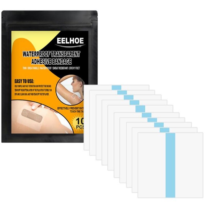 Q1QD 10PCS bendaggio adesivo trasparente impermeabile elasticizzato pellicola sottile pasta per la pelle Patch bendaggio delicato sulla pelle: 10PC
