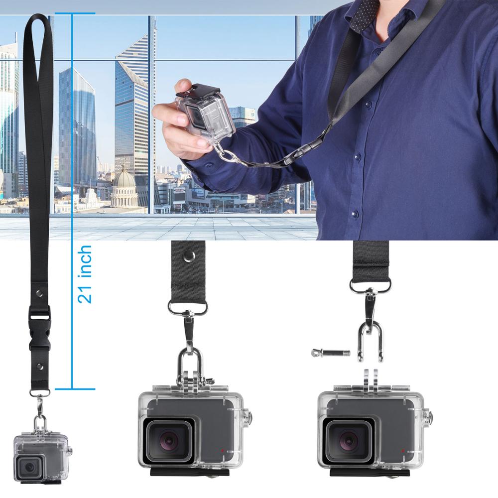 GoPro Hero 7 Kits de accesorios blancos/plateados para escalada al aire libre estuche impermeable + Protector de pantalla cordón Carabine