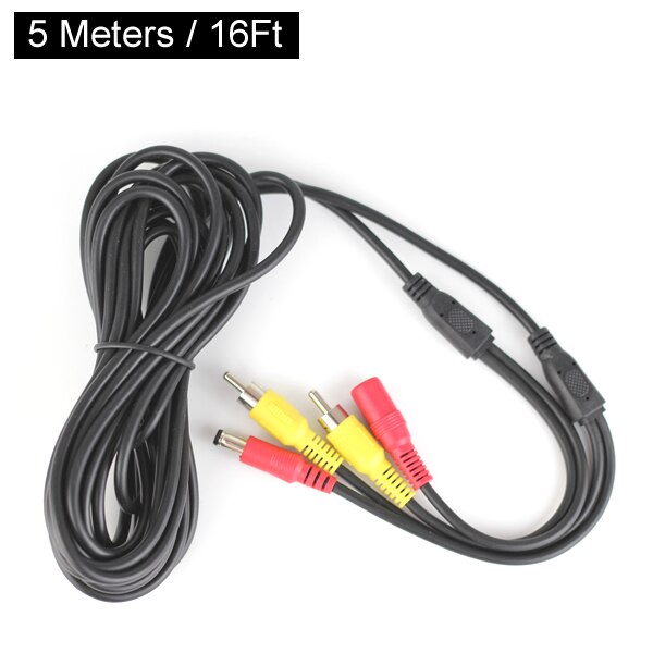 5 10 15 20 Meters DC Power RCA AV Video 12V 24V Extension Cable for Car Truck Bus Parking Home CCTV Camera: 5 Meters
