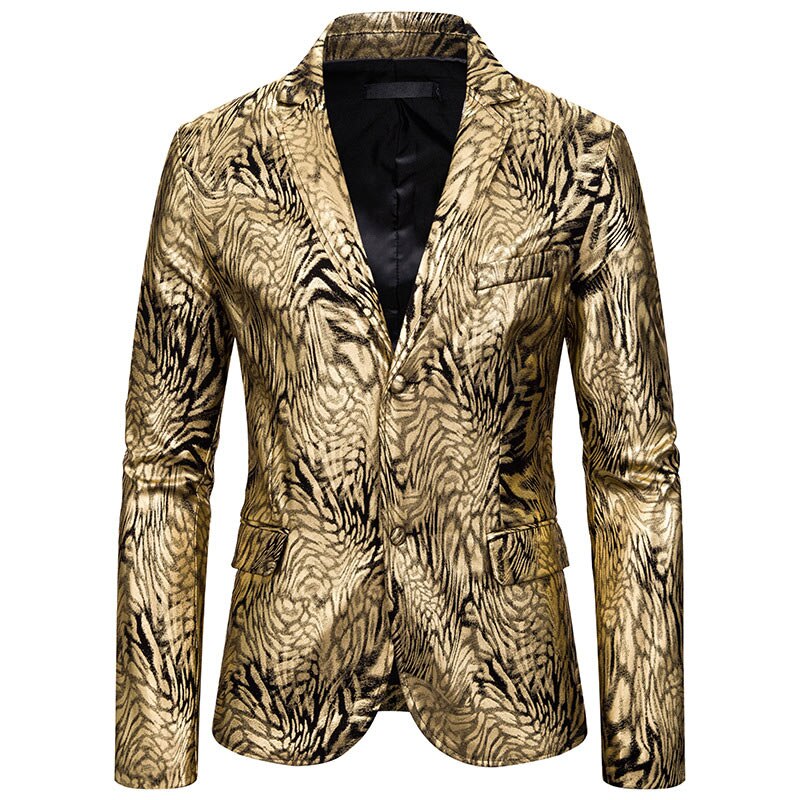 Mens Snake Print Bronzing Suit Jacket Nightclub Da... – Grandado