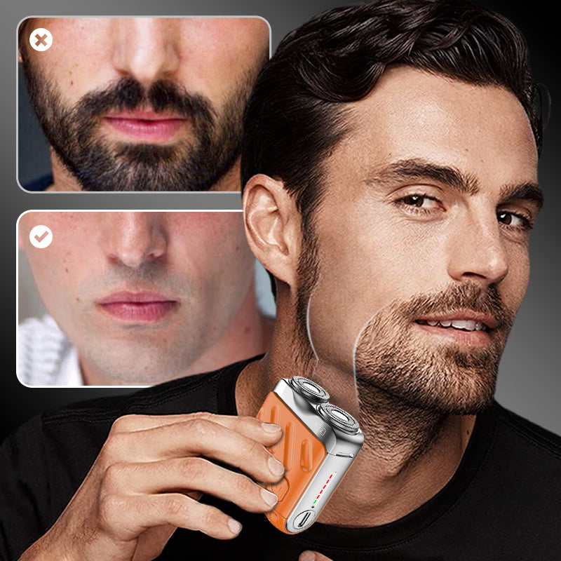 Portable Mini Rotary Electric Shaver for Men Travel Mini Shaver Double Floating Magnetic Blade Head Rechargeable Pocket Razors ﻿