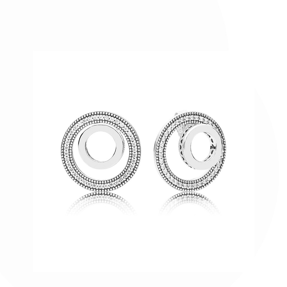 100% 925 Sterling Silver 297446CZ-1 FOREVER SIGNATURE EARRING STUDS 397410CZ Spinning Hearts of Necklace Set RAU0483
