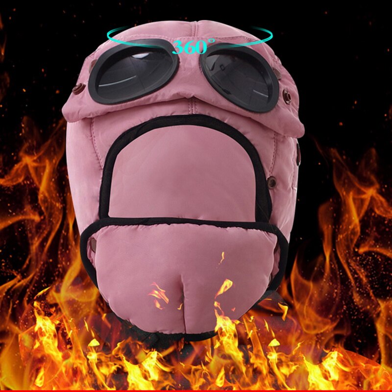 Vrouwen mannen winter russische waterdichte capuchon pilotenmutsen leifeng hoeden bombermuts met bril voor jongens en meisjes ademende oorkleppen pet