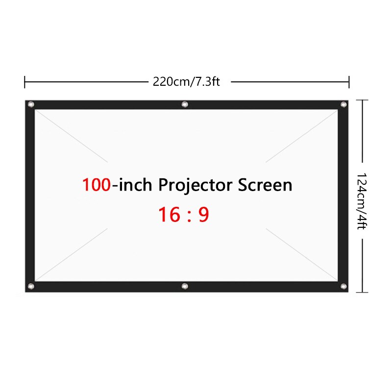 1pc16:9 Hd Opvouwbare Anti-Kreuk Home Projectiescherm Film Theater Outdoor 60/72/84/100/120/150 Inch Movie Video Screen: 100 inch