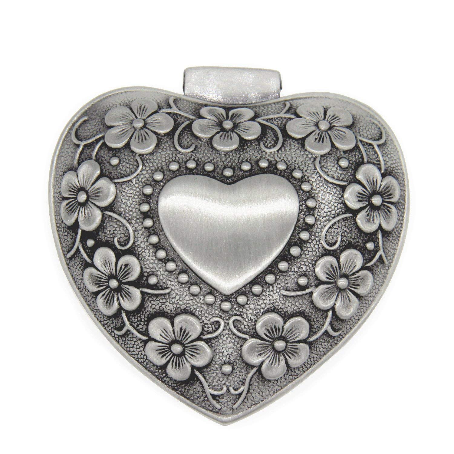 Klassische Vintage Antike Herz Form Schmuck Box Ring Kleine Schmuckstück Lagerung Organizer Brust Weihnachten , Silber