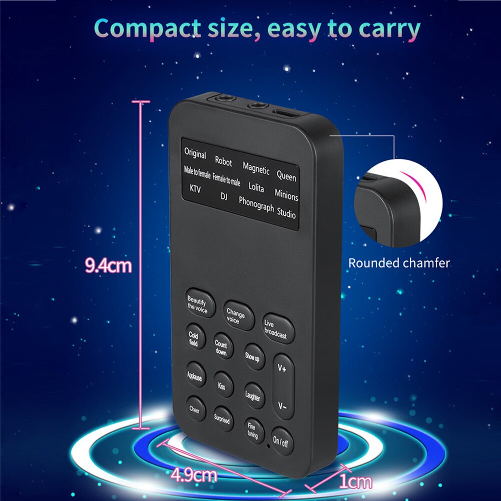 Portable Wireless Live Voice Changer Speaker Sound Card Changing Modulator for Phone PC Tablet Laptop Audio Replacement