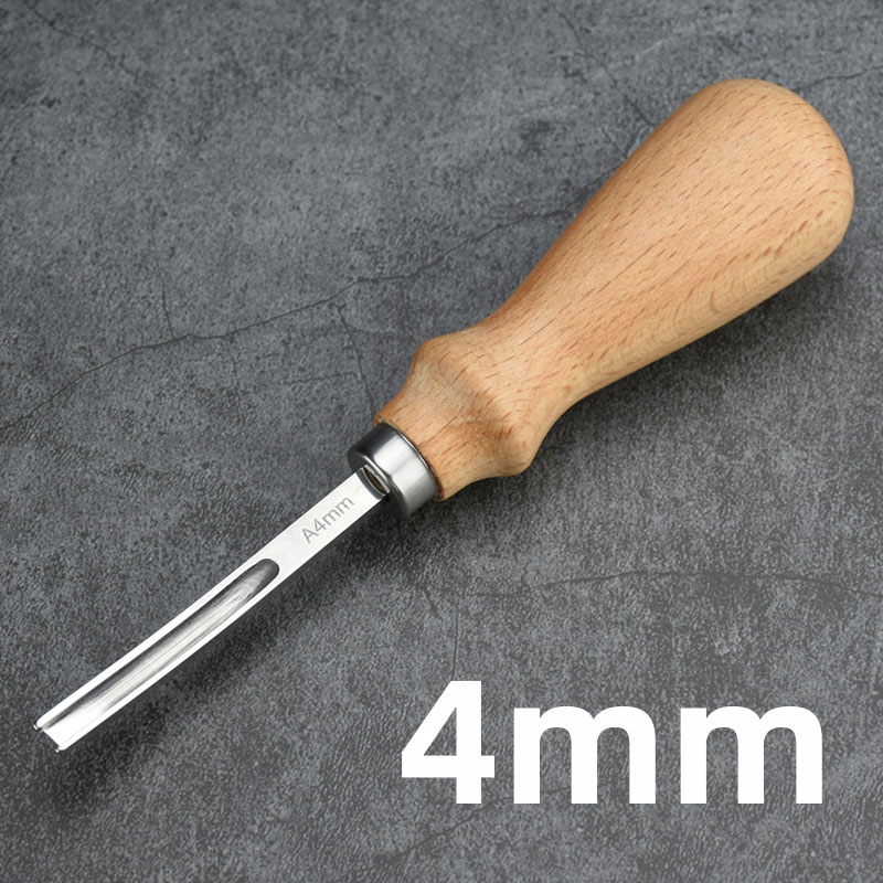 Herramientas para cortar Bordes de cuero, máquina de corte para ángulo curvo, pala redonda, 4-10mm de ancho: Wood 4mm