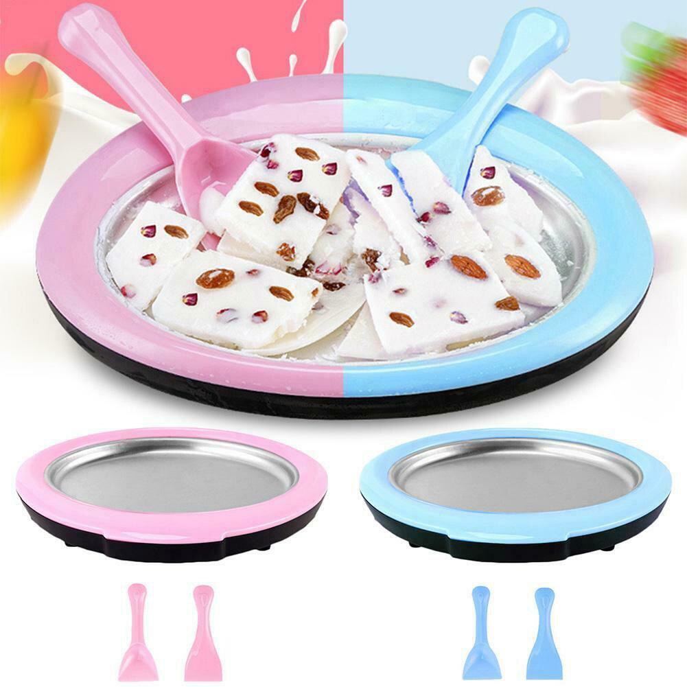 Gebraten Joghurt Maschine Haushalt Sommer DIY Nachtisch Vorbereitung Eis Rollen mit 2 Spatel Eis Teppanyaki Platte für Erwachsene freundlicher