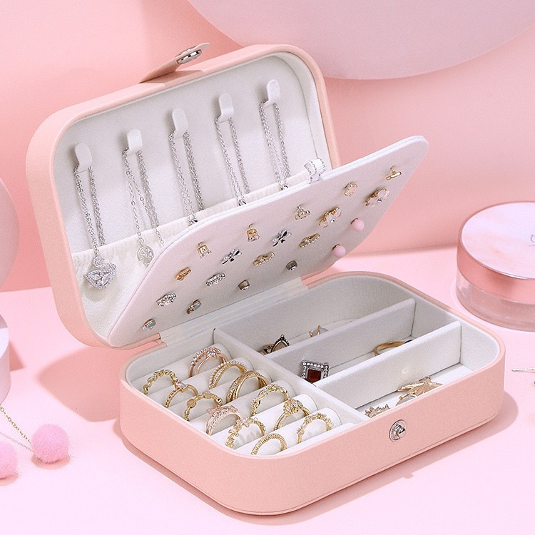 Caja de almacenamiento de joyas, pendientes de collar exquisitos de alta gama, joyero de oro, joyero multicapa de gran capacidad: Morado