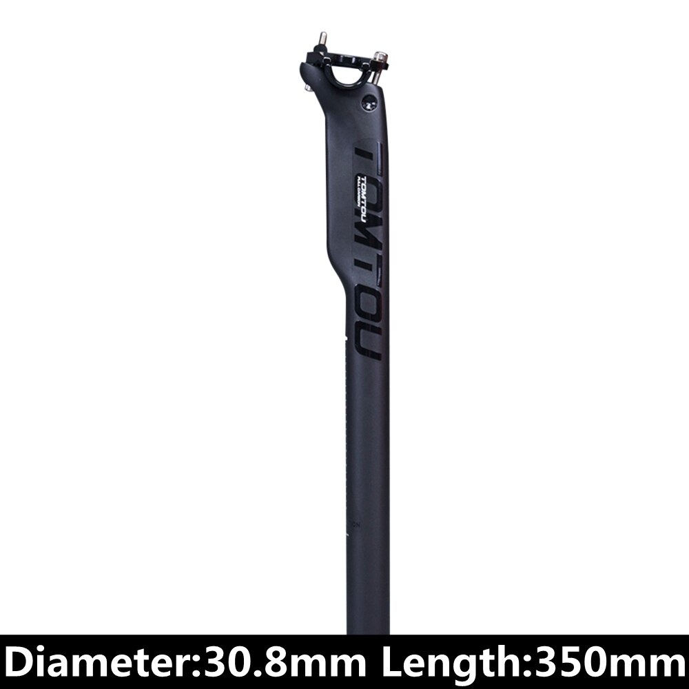 Tomtou Zwart Matte Ud Carbon Road Mountainbike Zadelpen 27.2/30.8/31.6*350/400 Mm Fiets zitbuis Onderdelen: 30.8X350mm