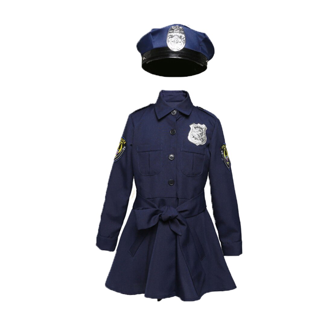 Pretend Play Cute Police Dressup Set Policewoman Costume Role Play Toy Set For 90cm-145cm Kids - XS/S/M/L: S