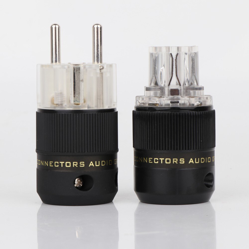 Schuko Power Plug EU Plug Hifi European plug Male Female Power Plug 24K Gold plated Rhodium silver Plated HIFI diy