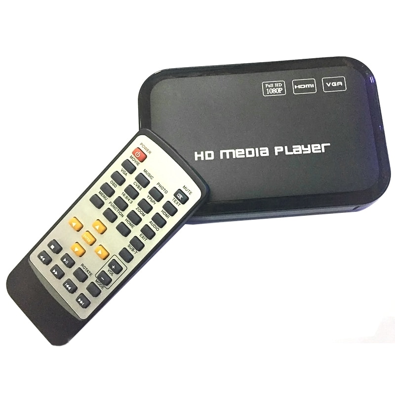 Eu Plug Full Hd 1080P Media Player Center Multimedia Video Player With Hdmi Vga Av Usb Sd/Mmc Port Remote Control Ypbpr Cable