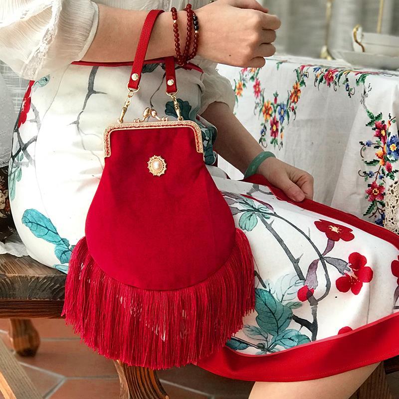 Tappning frans eleganta kvinnor kvinnor väska väskor tote damhandväskor plånböcker