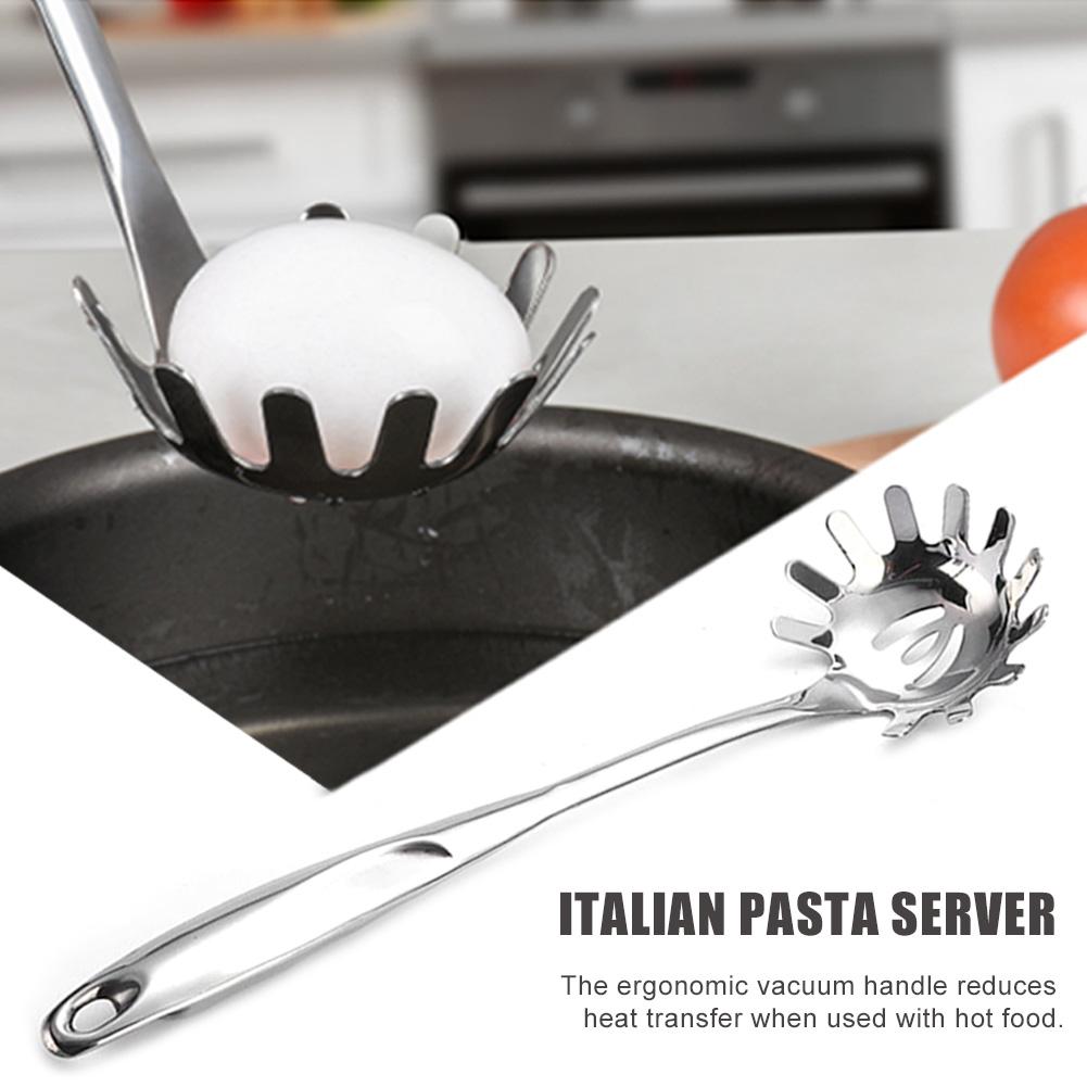 Pasta Server Durable Stainless Steel Pasta Spoon Server with Ergonomic Handle Heat Resistant Kitchen Spaghetti Server #CW