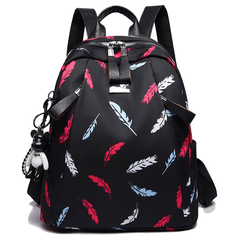 Chuwanglin impressão mochila feminina à prova dwaterproof água saco do estudante lazer mujer feminino saco de escola ao ar livre a110604: Colorful feather